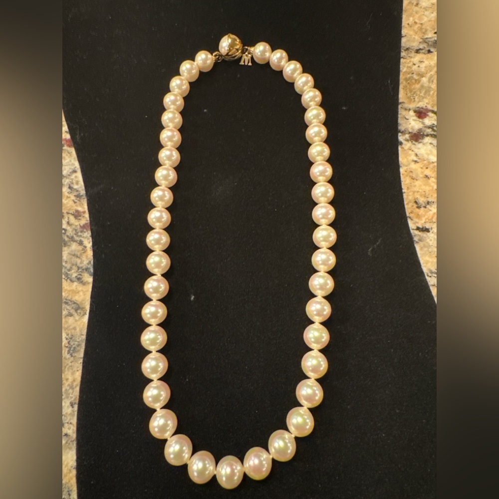 Vintage Majorica Graduated Pearl Necklace 18” Ivory Simulated Pearls Spain